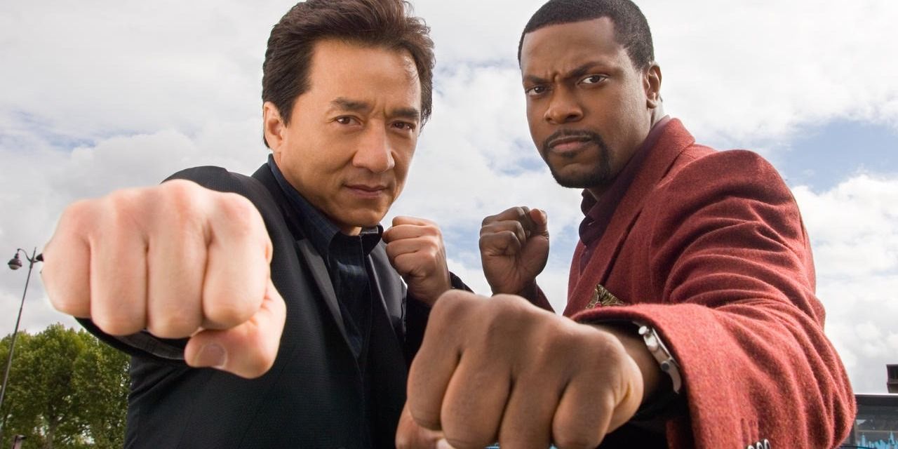 Jackie Chan and Chris Tucker punching toward the camera in Rush Hour 3