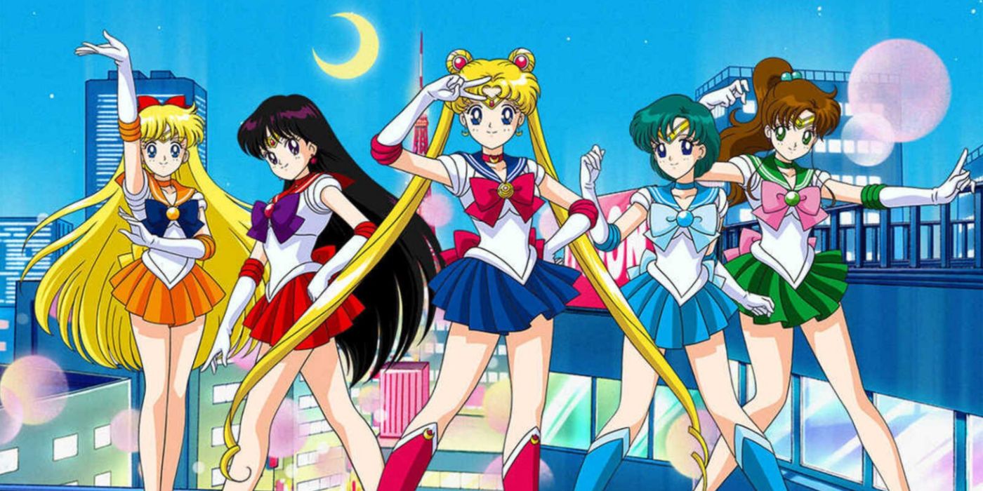 A group shot of the Inner Sailor Guardians in Sailor Moon.