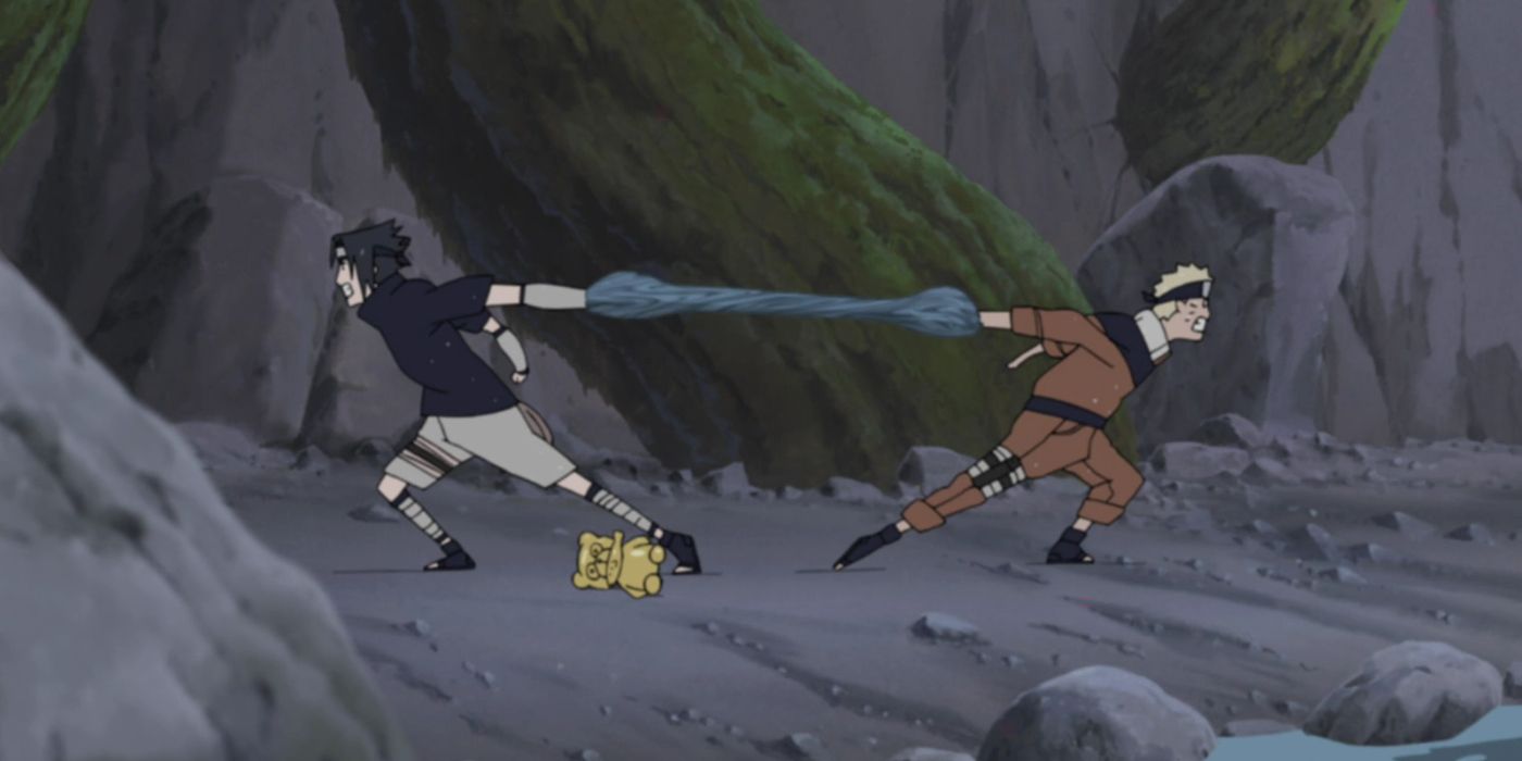 Sasuke and Naruto in Naruto.