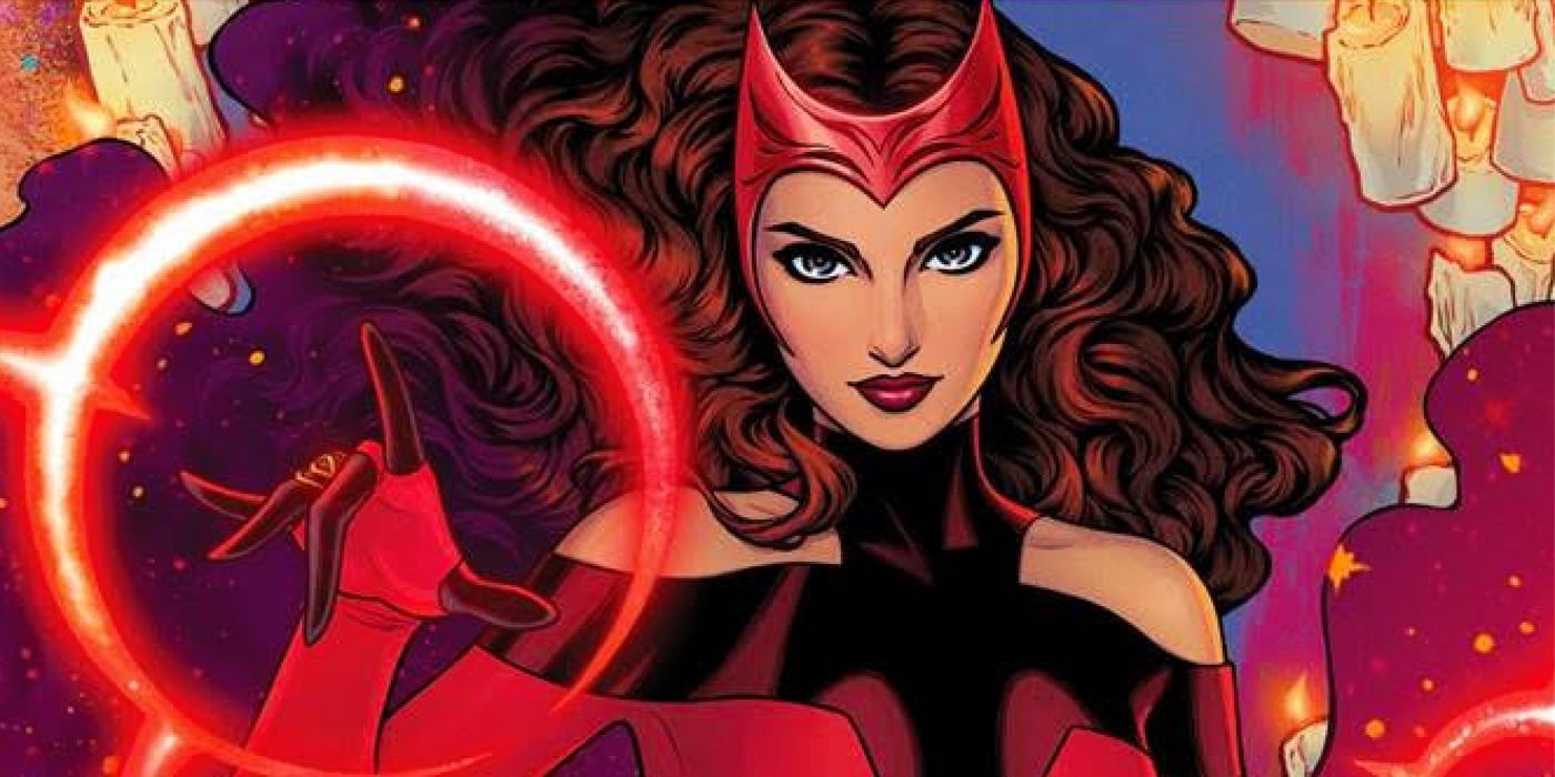Marvel Comics' Scarlet Witch levitating candles in Marvel Comics