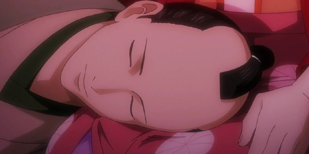 Shige Shige Tokugawa sleeps on his sister's lap in Gintama
