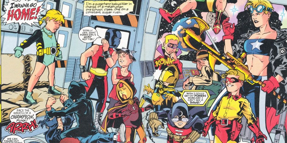 The Justice Society were turned into children in the Sins of Youth event - DC Comics.