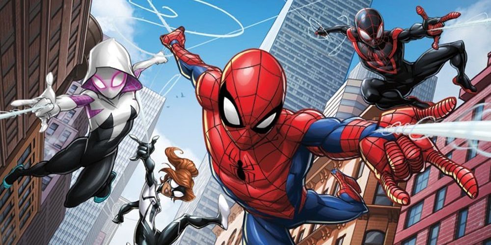 Various Spider-Man allies, including Spider-Gwen, Miles Morales and Arana