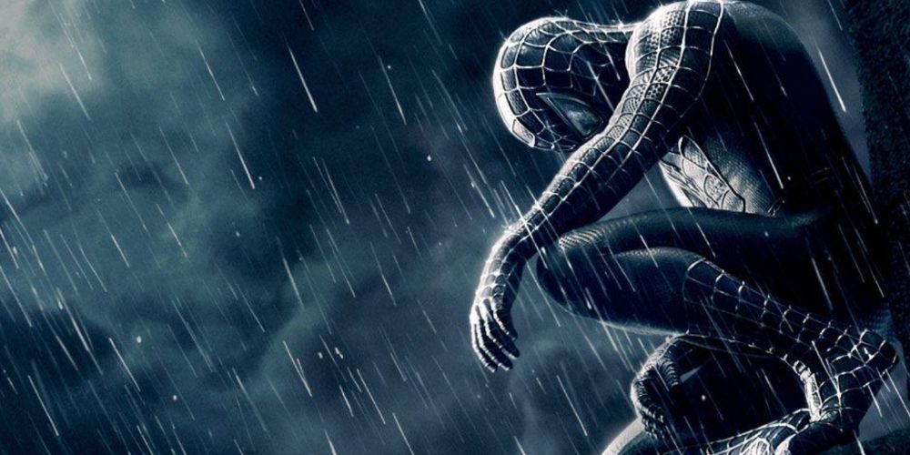 โปสเตอร์ Spider-Man 3 แสดง Peter Parker ในชุดคล้ายสีดำของเขา