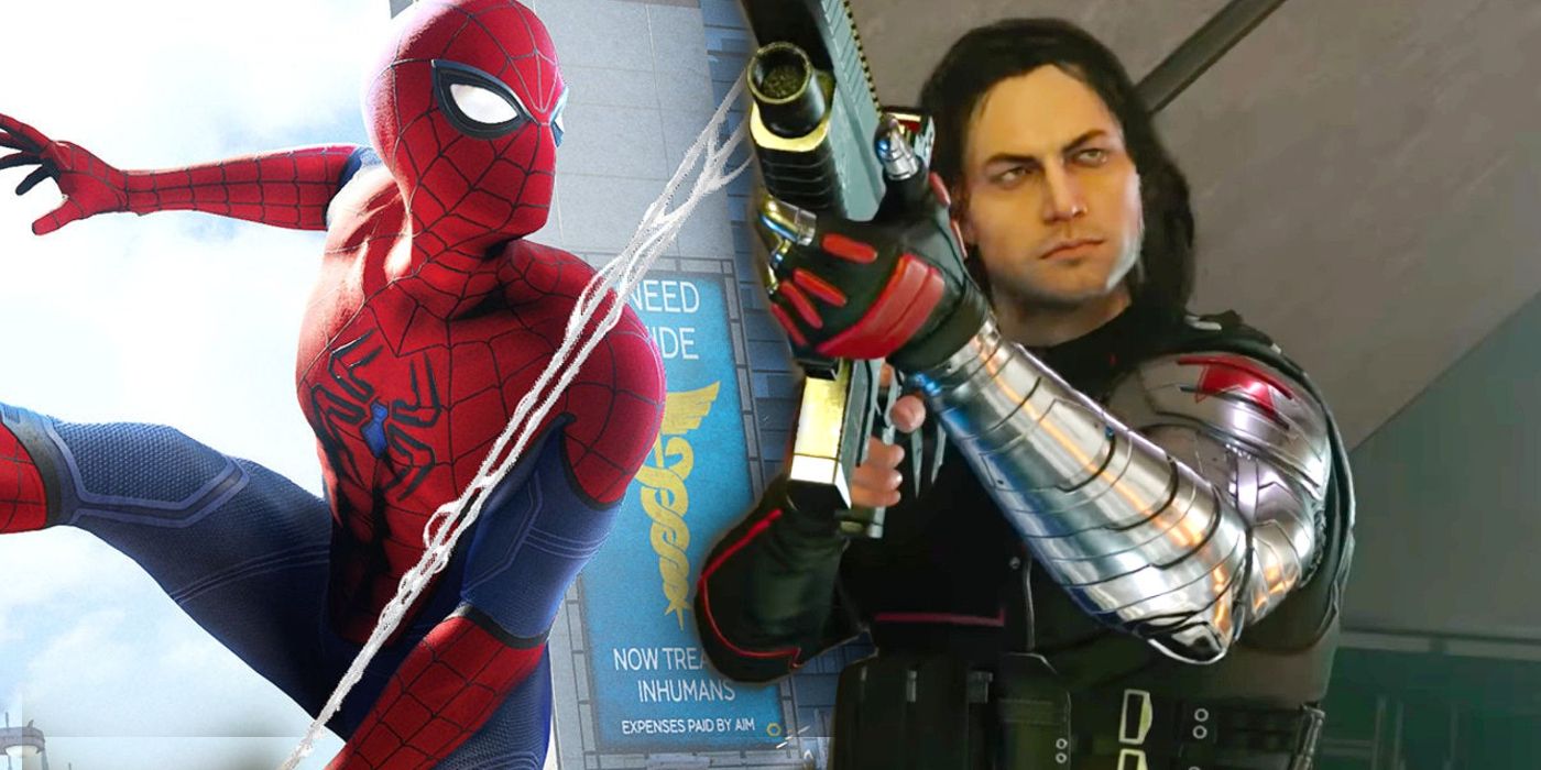 Spider-Man and Bucky Barnes from Marvel's Avengers video game