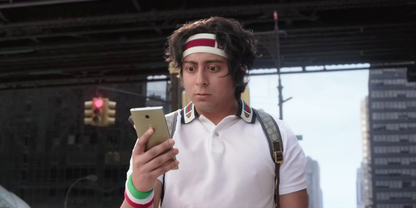 Flash Thompson checking his phone in Spider-Man: Far From Home MCU