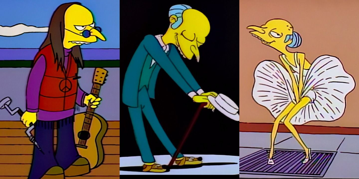 split image with Mr. Burns from The Simpsons