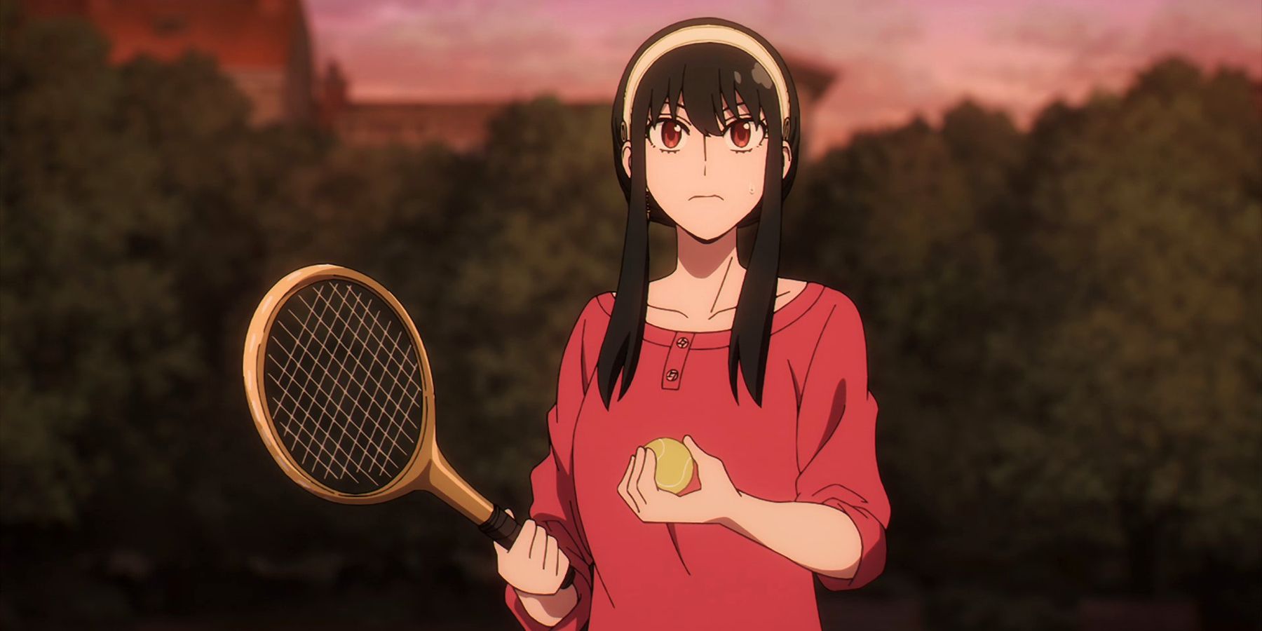 Yor Forger playing tennis in Spy x Family Ep 23.