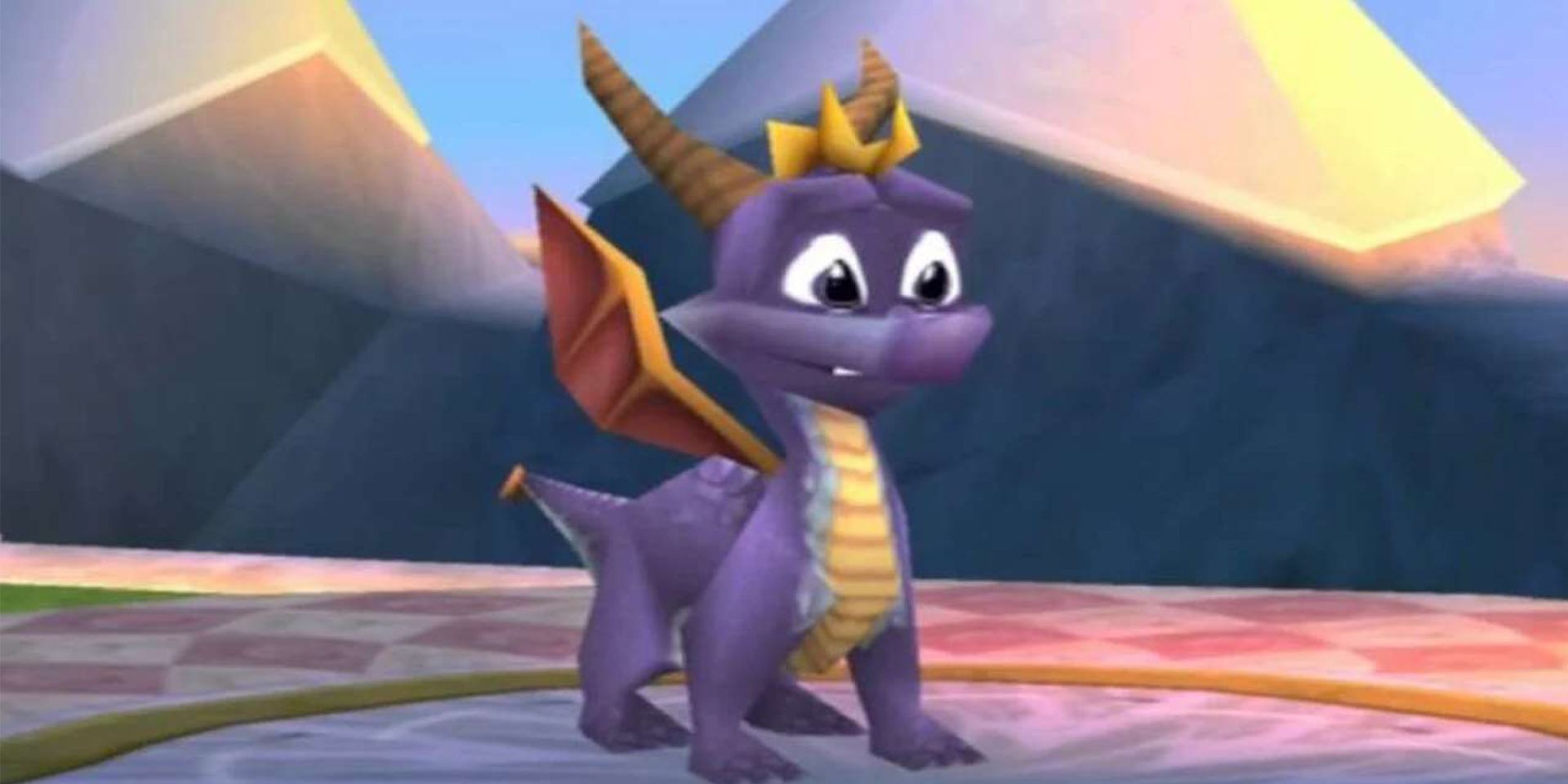 Spyro the Dragon stands proudly at the title screen