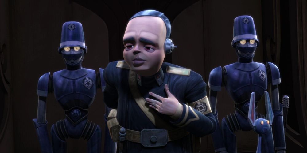 Tan Divo with police droids in Star Wars: The Clone Wars