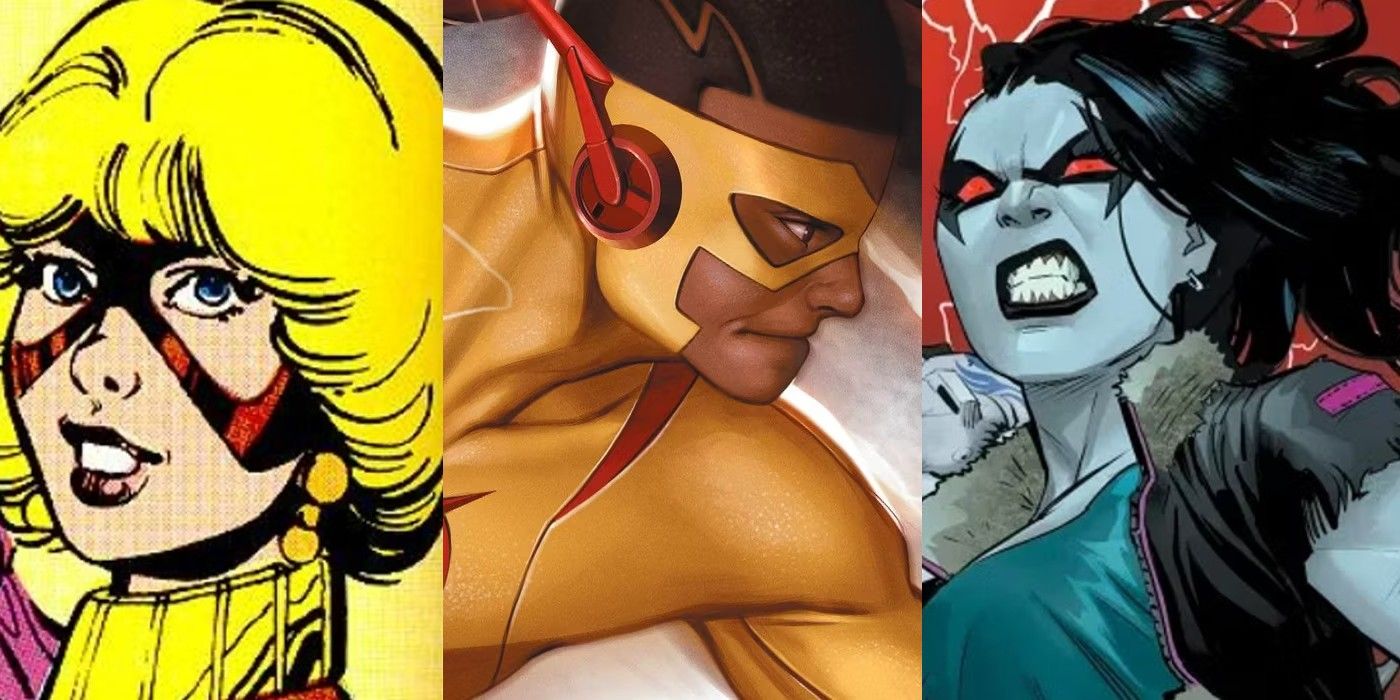 split image of Terra, Wallace West Kid Flash, and Xiomara from Teen Titans