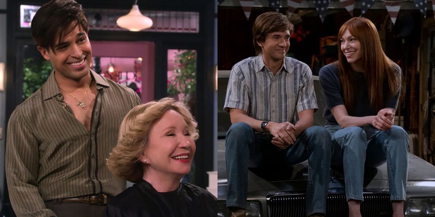 Split image of Fez and Kitty and Eric and Donna from That '90s Show