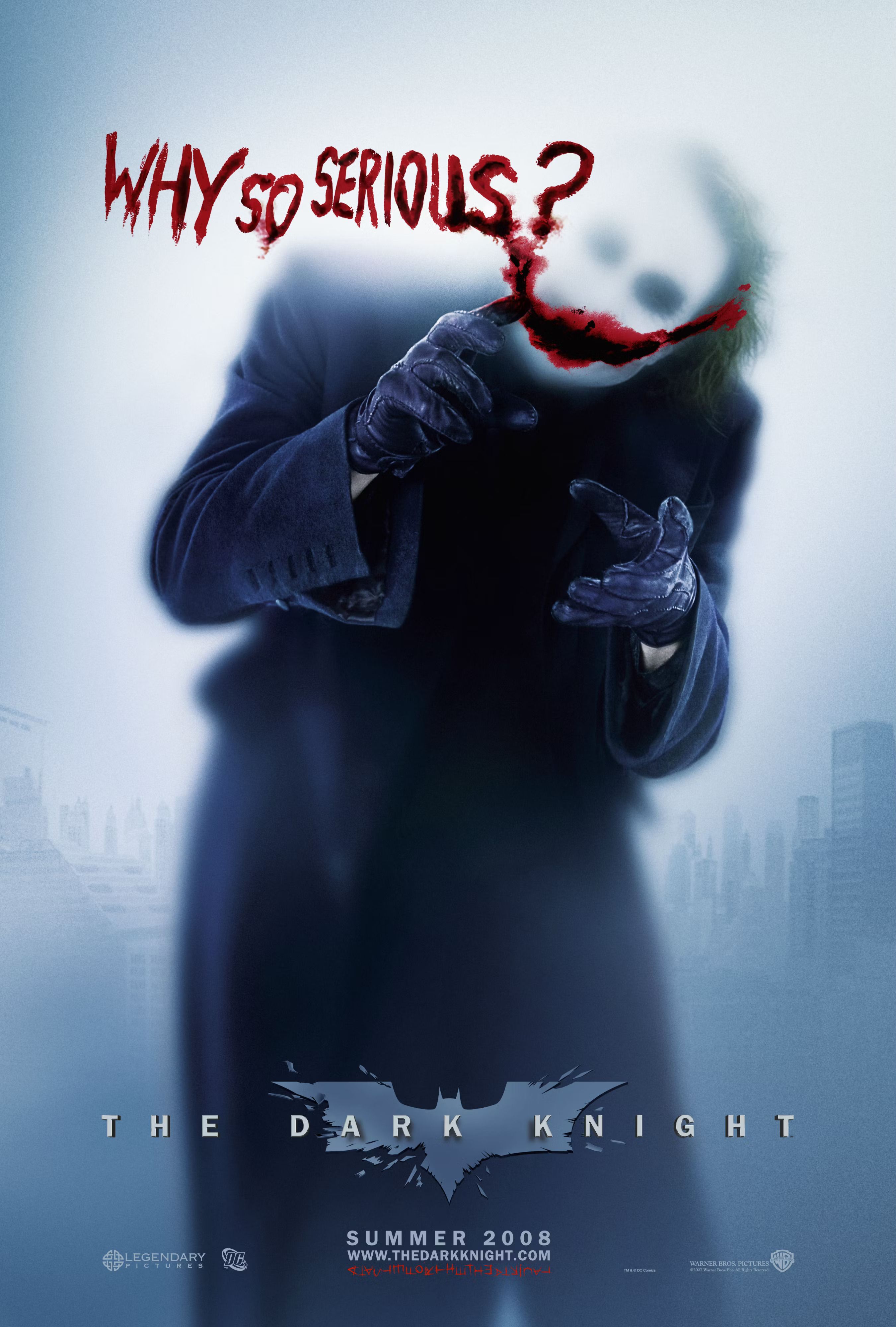 The Joker writes in blood in one of the posters of The Dark Knight