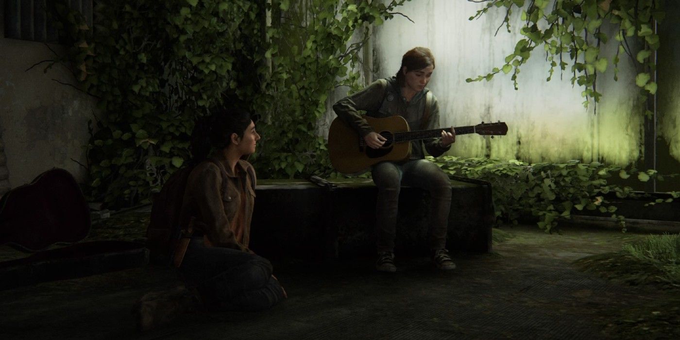 Ellie toca guitarra para Dina em The Last of Us Part II