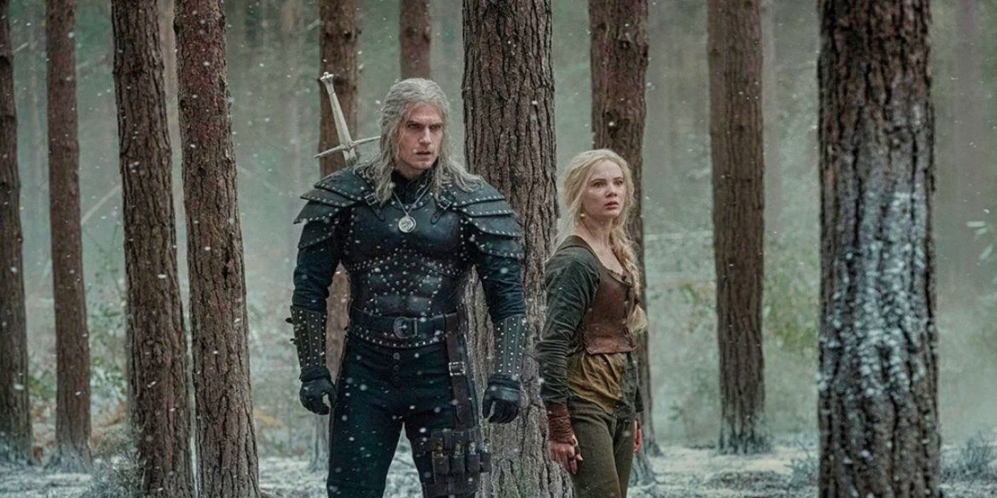 Ciri and Geralt in The Witcher.