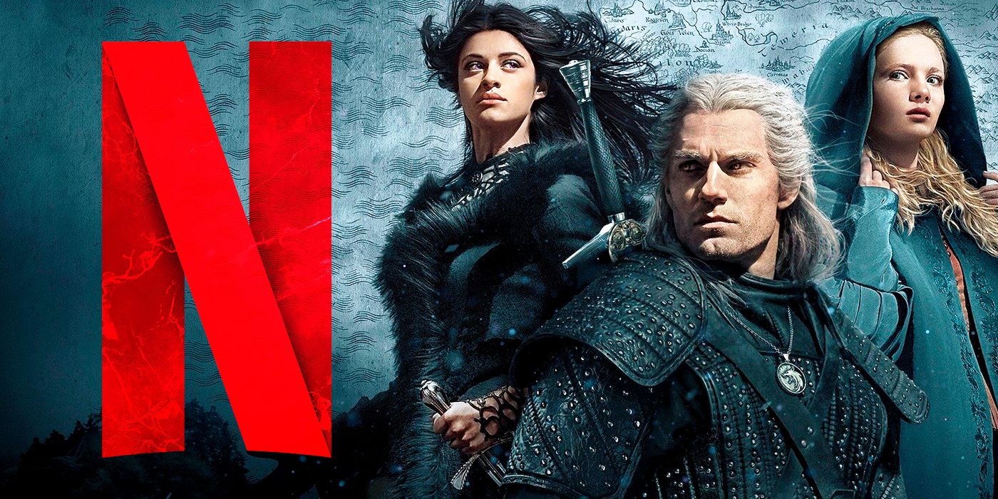 Netflix logo next to the Witcher cast poster