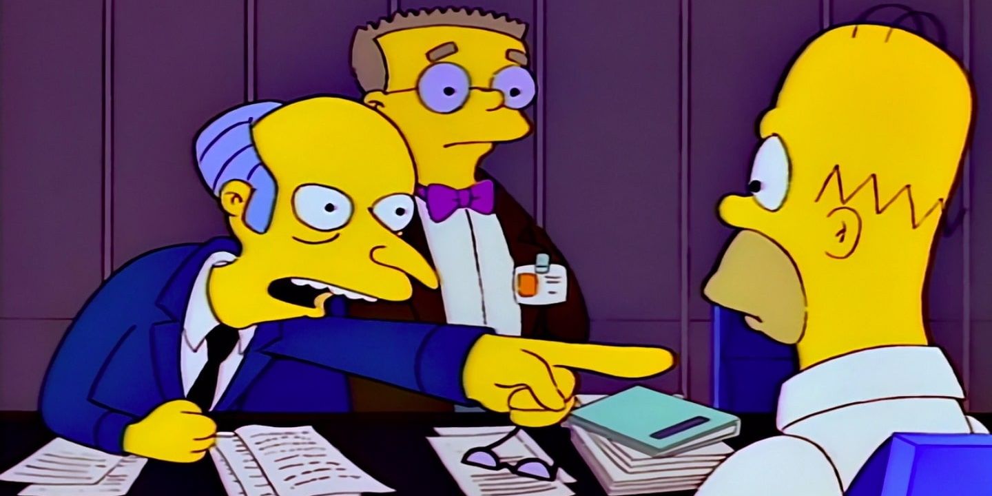 The Simpsons "Last Exit To Springfield" with Mr. Burns, Smithers, and Homer