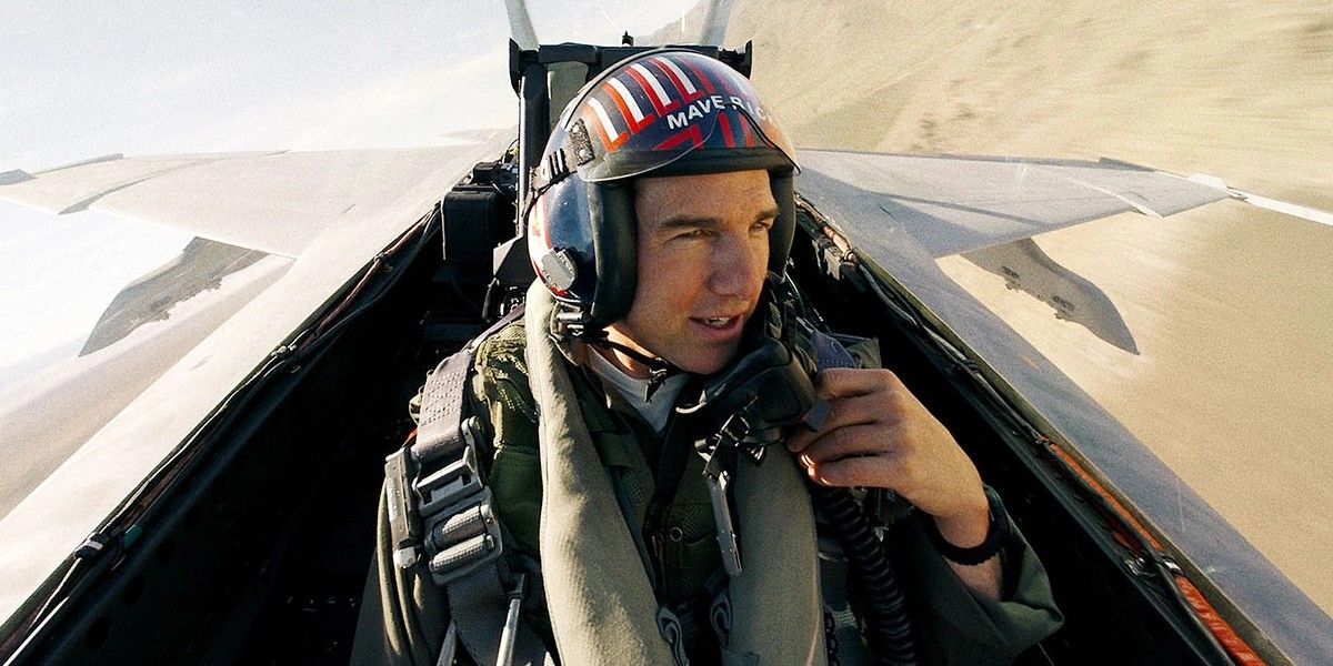 Tom Cruise in the cockpit in Top Gun: Maverick.