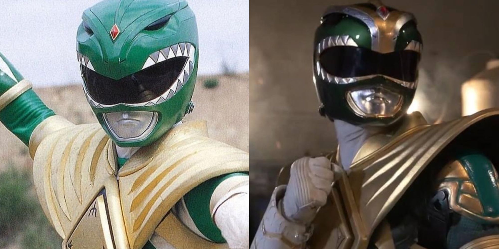 Tommy Oliver as the Two versions of the Green Mighty Morphin Power Ranger