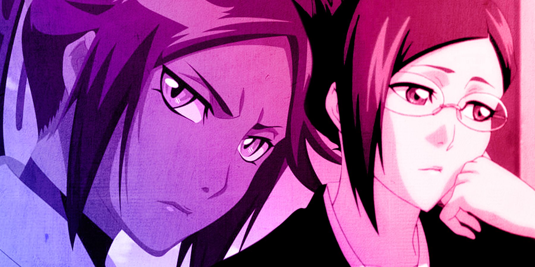 Split image of Bleach's Yoruichi Shihouin on the left and Nanao Ise on the right