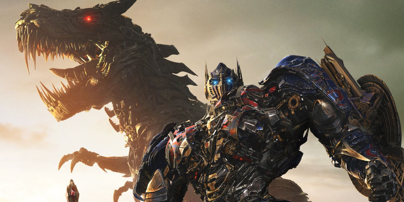Optimus Prime and a Dinobot standing together in Transformers 4