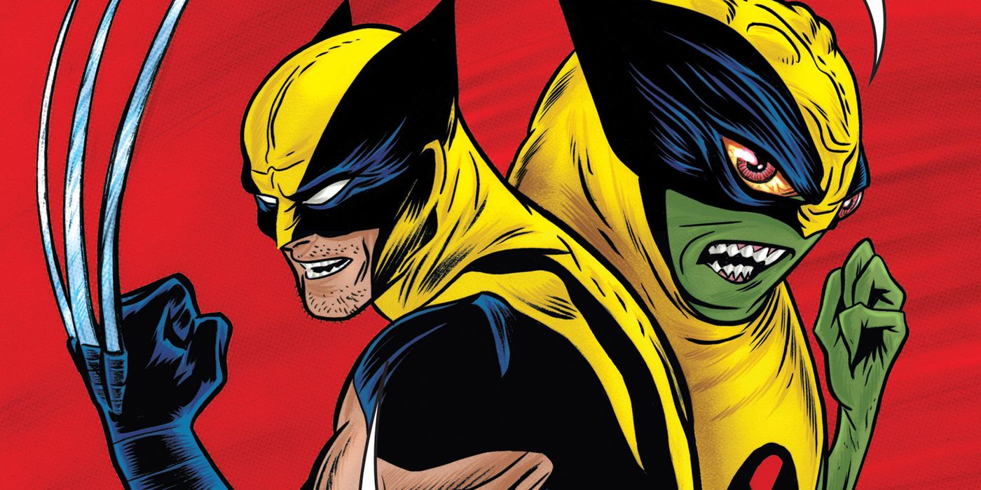 Wolverine standing with Doop in a Wolverine costume