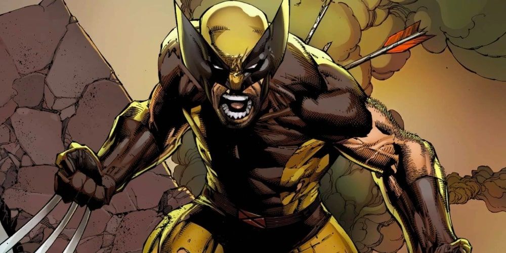 Wolverine roars in the middle of the battlefield in Marvel Comics
