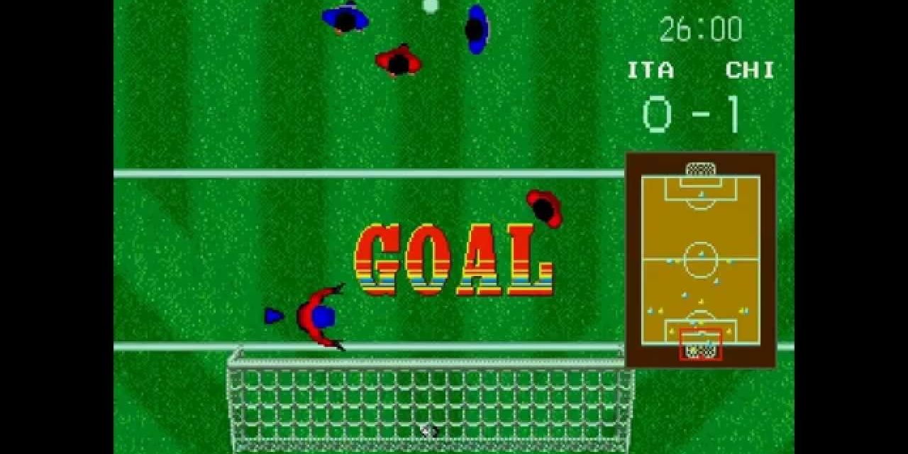World Championship Soccer goal screenshot.
