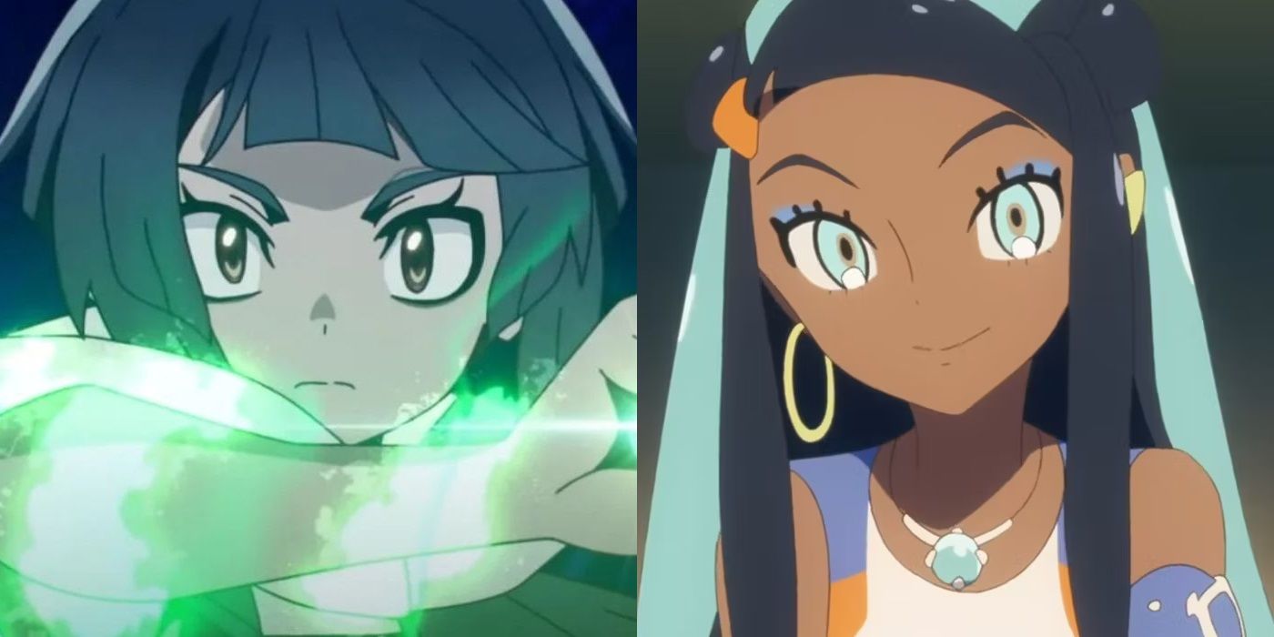 Split shot of Zinnia and Nessa from the Pokemon Evolutions and Pokemon Twilight Wings animated shorts
