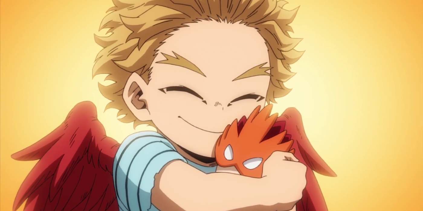 Hawks holding his stuffed Endeavor toy tightly 