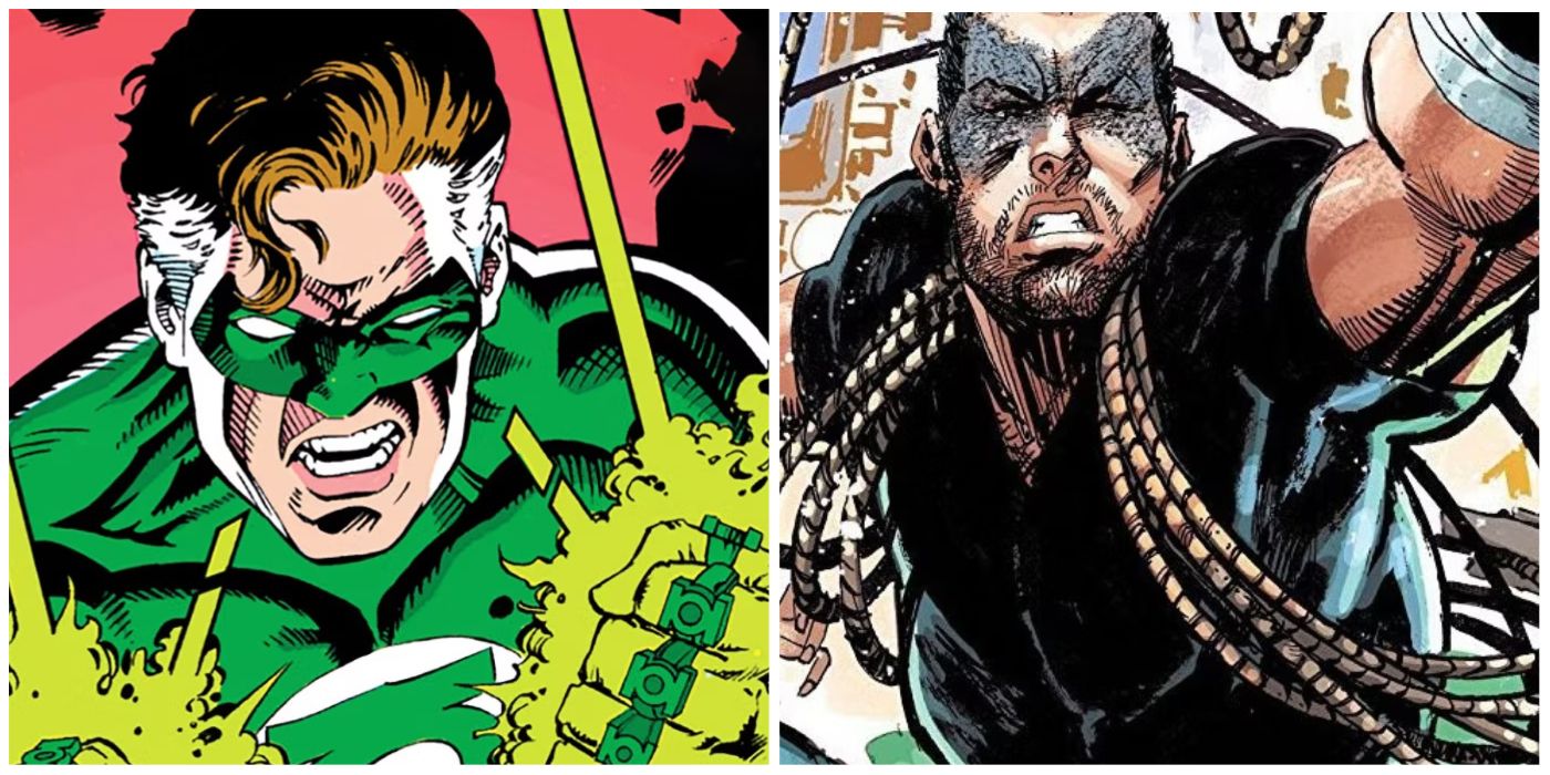 Split image of Hal Jordan and Ric Grayson in DC Comics