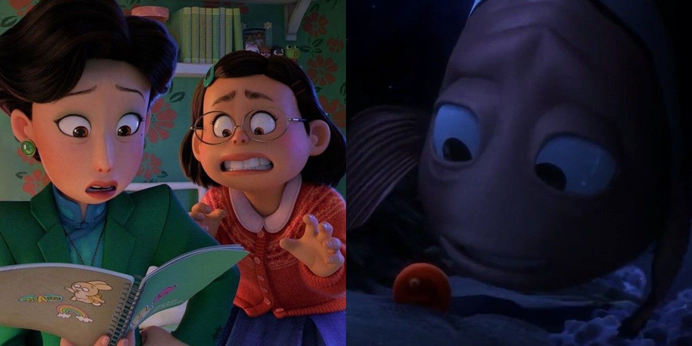 10 Most Overprotective Disney Parents Feature Image: Ming Lee rifles through Mei's notebook, and Marlin comforts baby Nemo