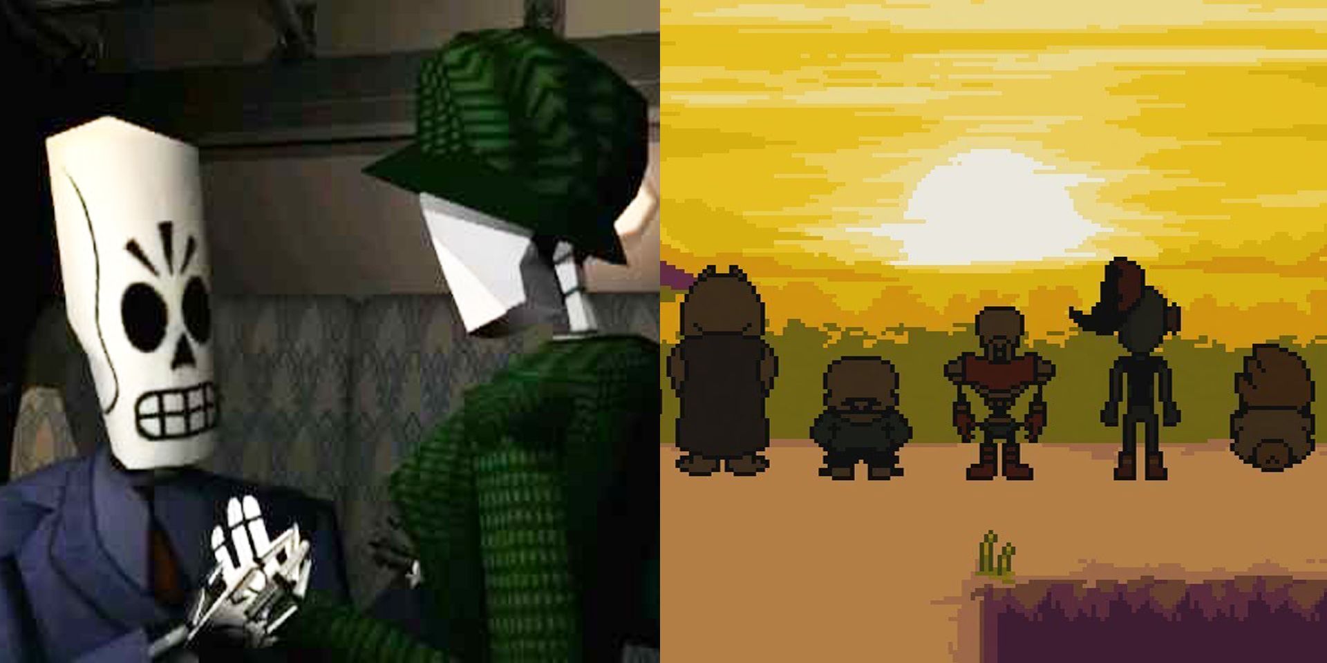 A collage of heartfelt video game endings.