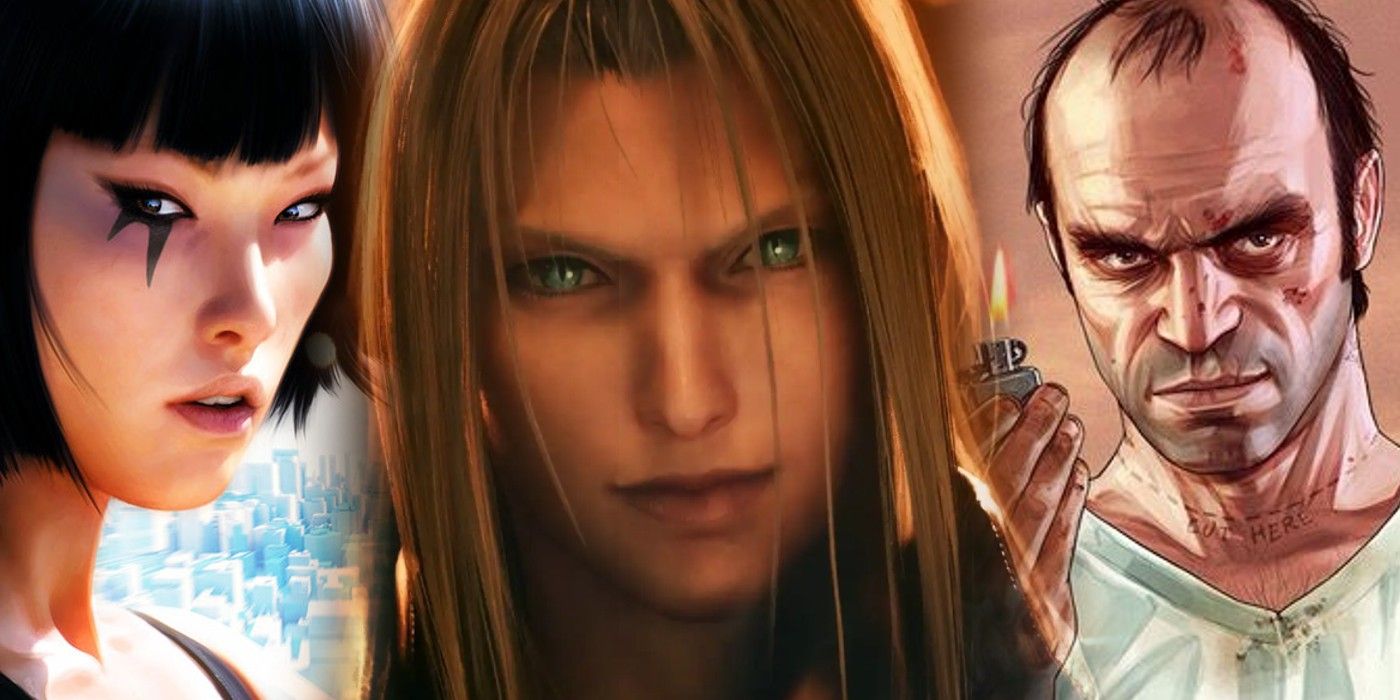 Faith Conners from Mirror's Edge, Sephiroth from Final Fantasy VII, Trevor from Grand Theft Auto V
