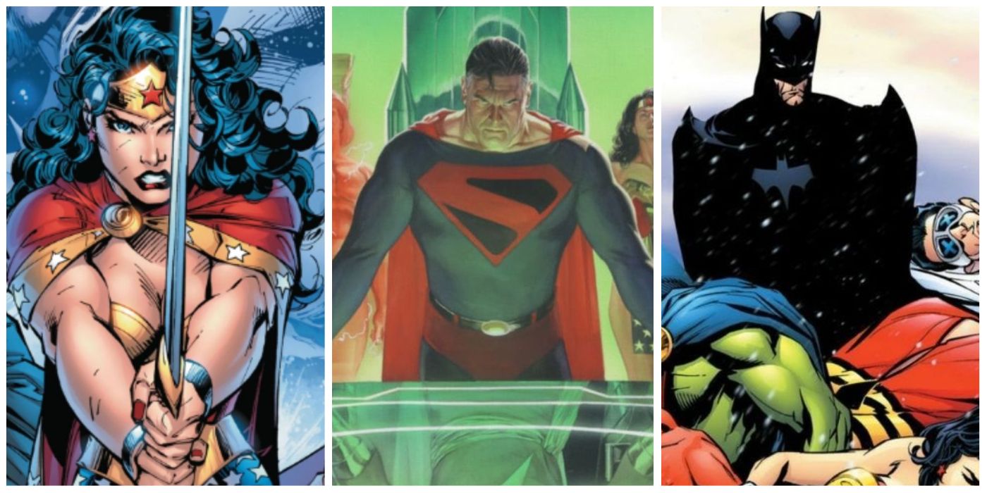 Infinite Crisis (left), Kingdom Come (center) and Tower of Babel (right) all show examples of when the Justice League went too far