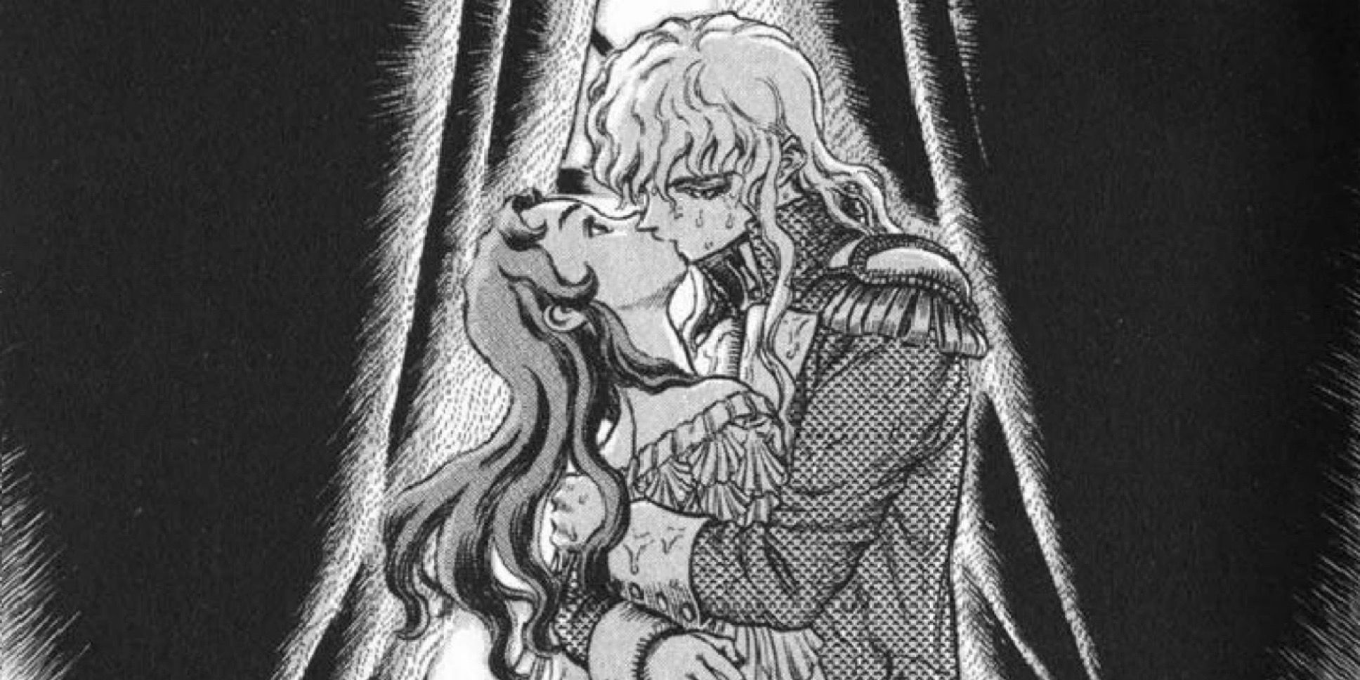 Griffith and Charlotte kissing in Berserk
