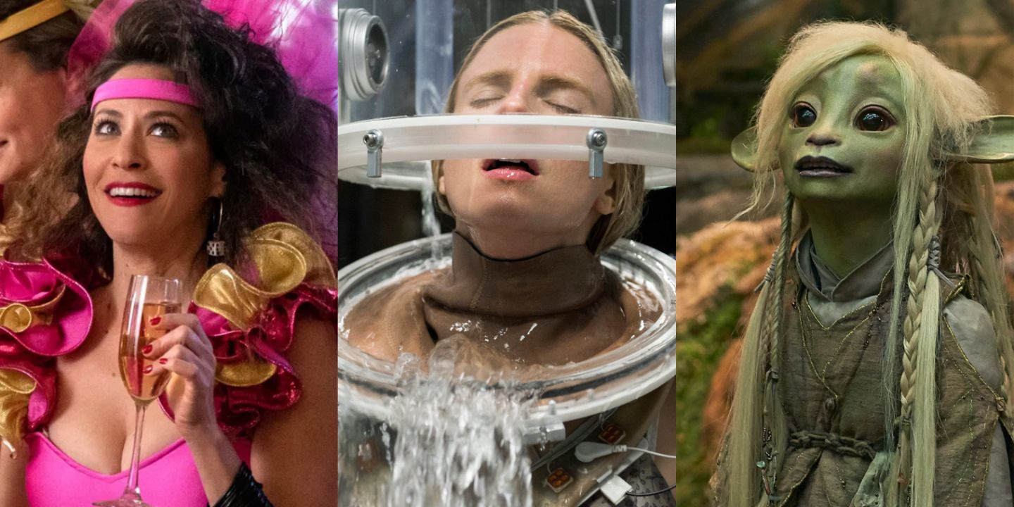 A split image of GLOW, The OA, and Dark Crystal: Age of Resistance