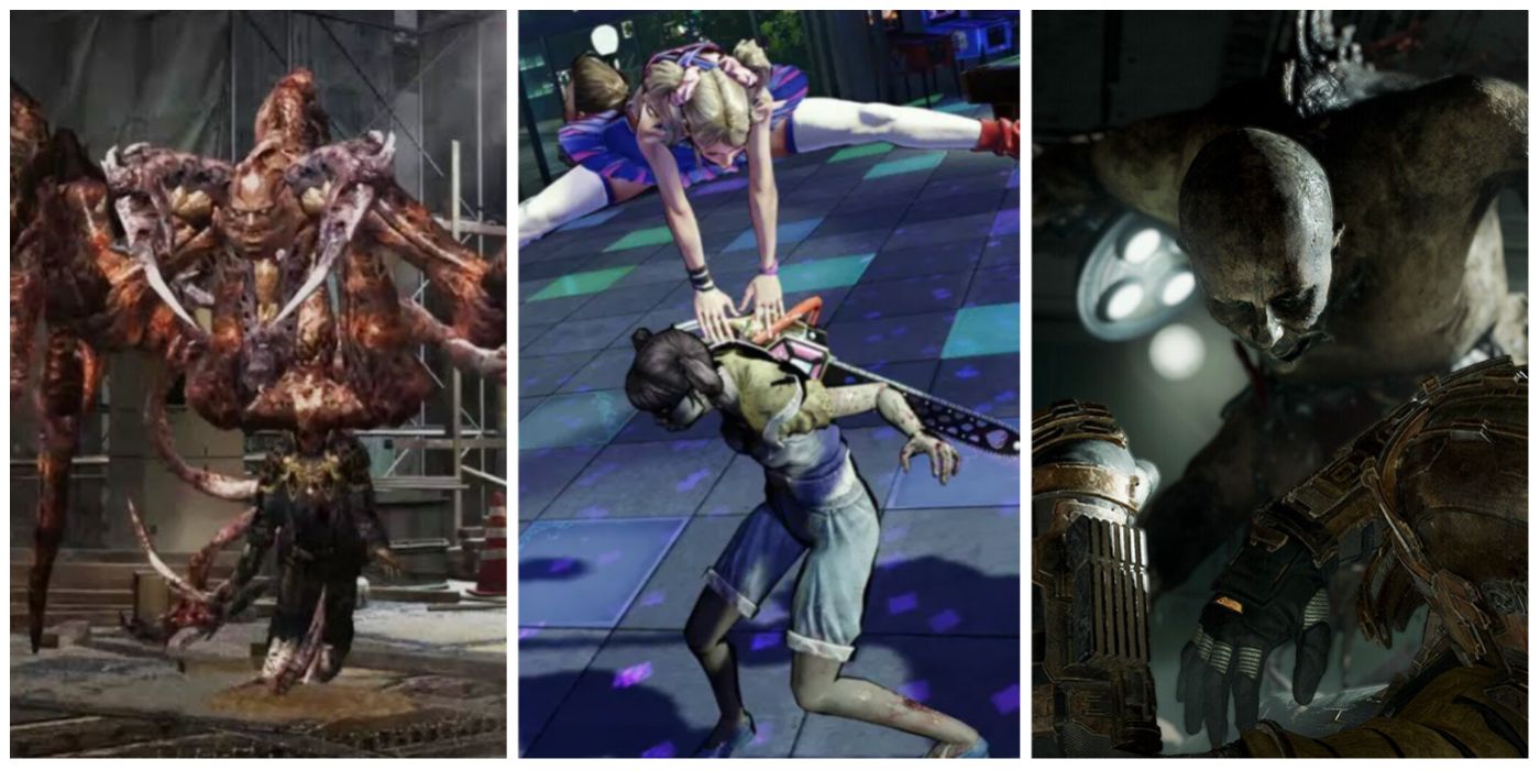 A split image of zombies from Resident Evil 4, Lollipop Chainsaw, and Dead Space
