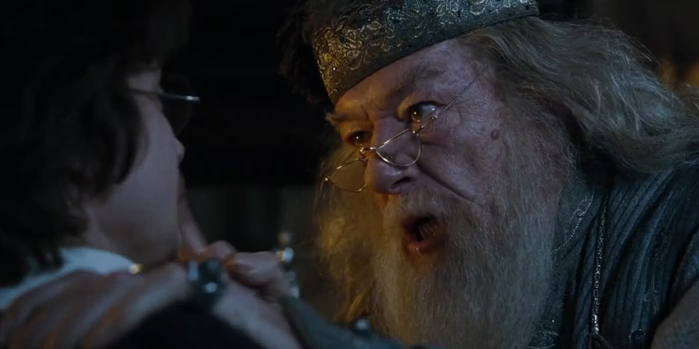 Albus Dumbledore yells at Harry Potter