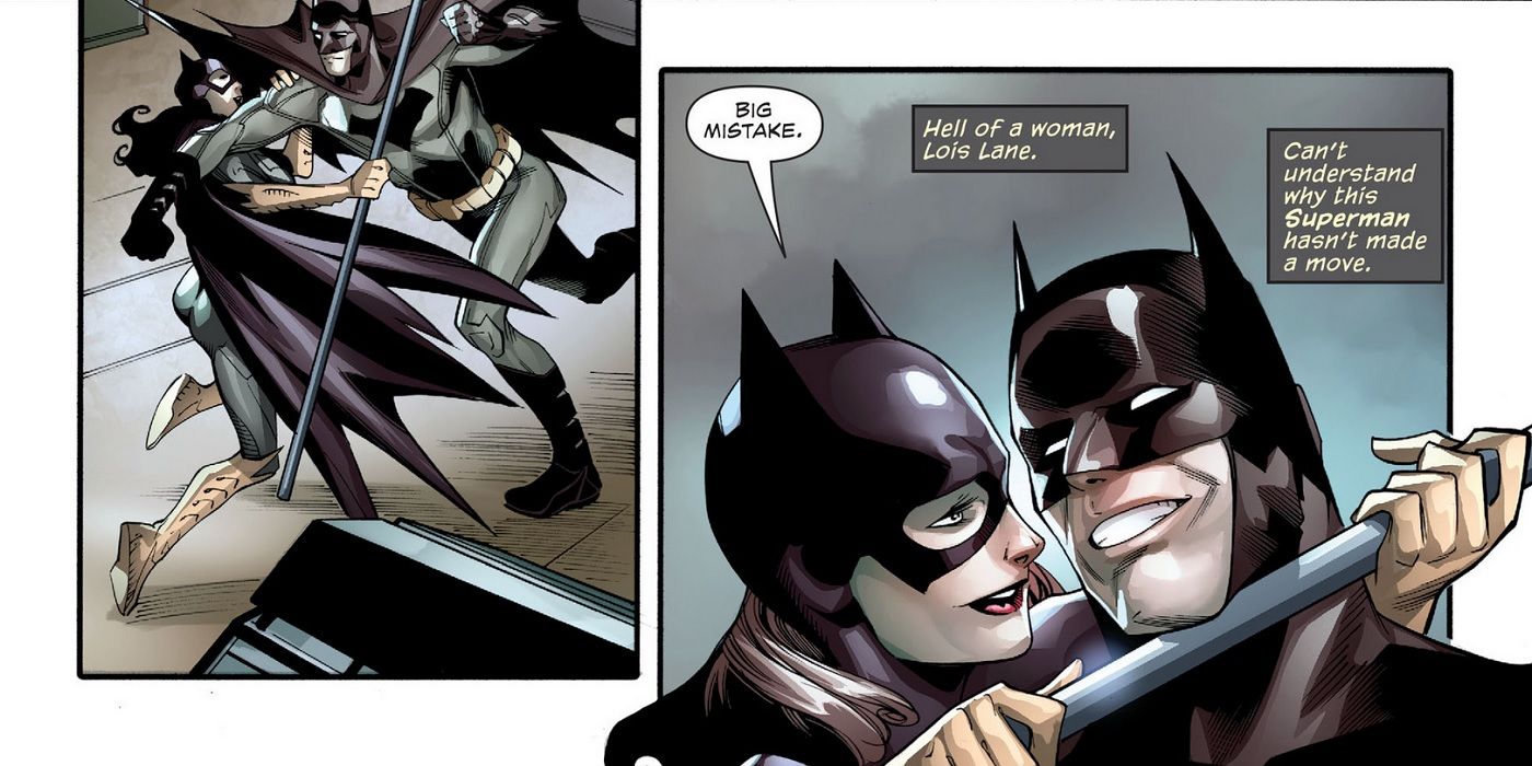 Batman flirting with Lois Lane in DC Comics.