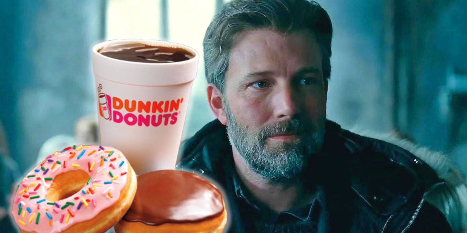 Dunkin Donuts products alongside Ben Affleck