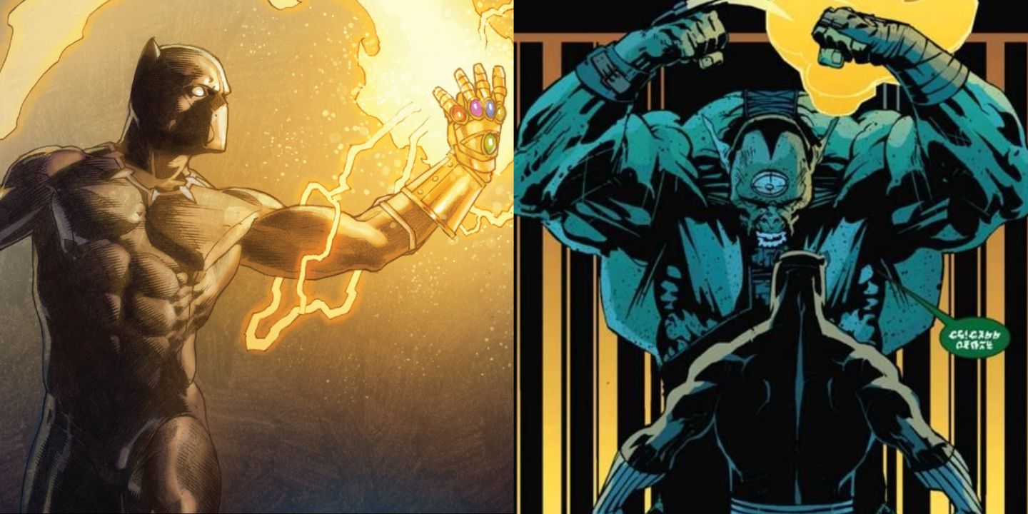 Split image showing Black Panther in different issues of Marvel Comics