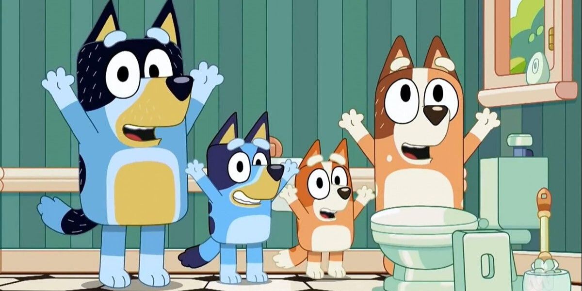 The Bluey heeler family from the show Bluey