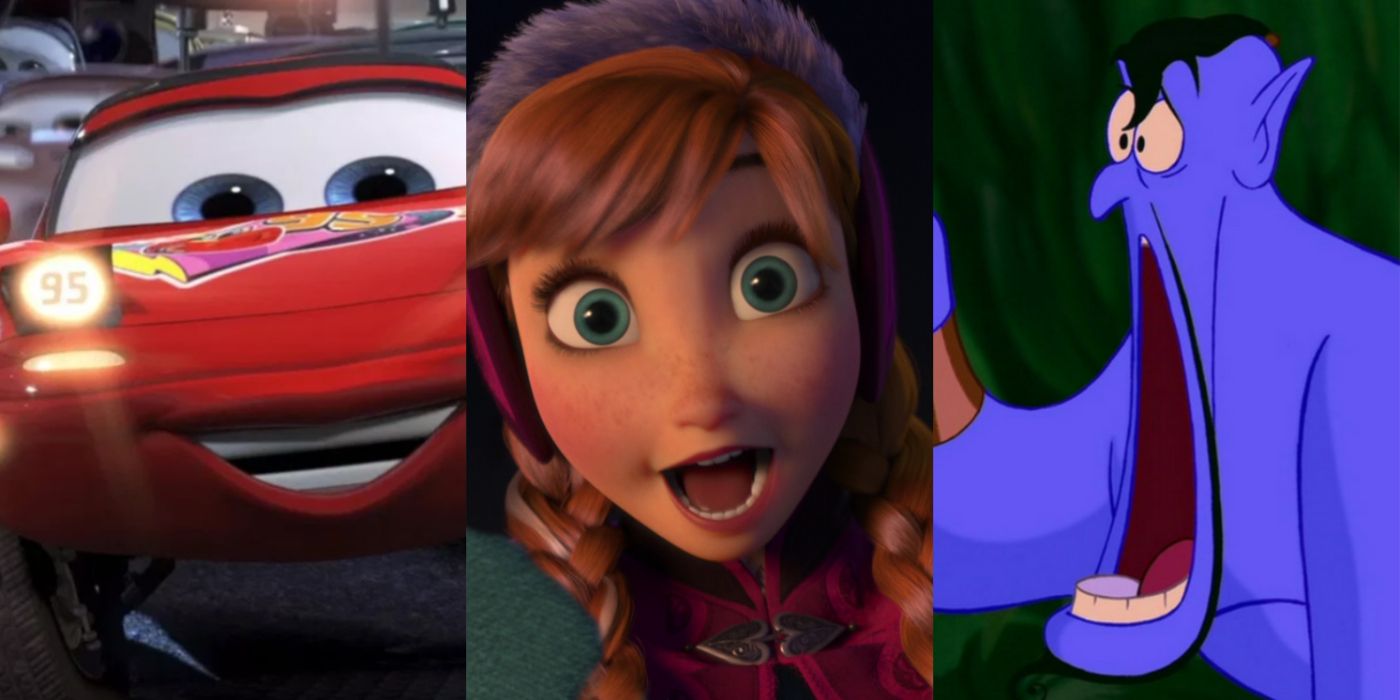 Cars, Anna in Frozen, and the Genie in Aladdin