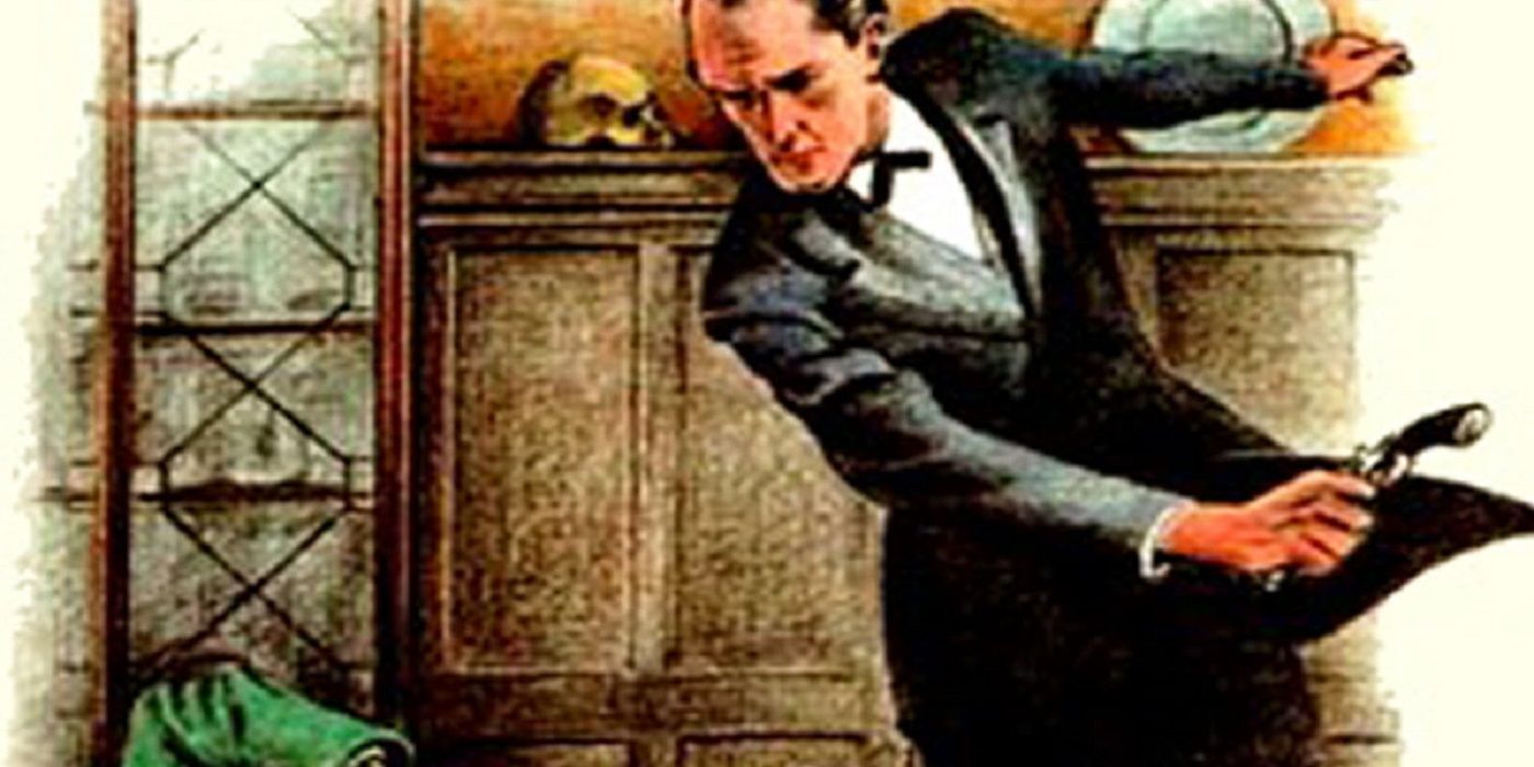 Cover art from The Casebook of Sherlock Holmes shows Sherlock in a suit