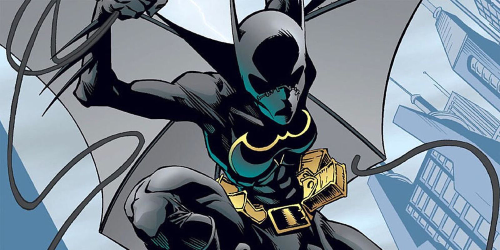La Batgirl de Cassandra Cain utilise le Batrope pour traverser Gotham City