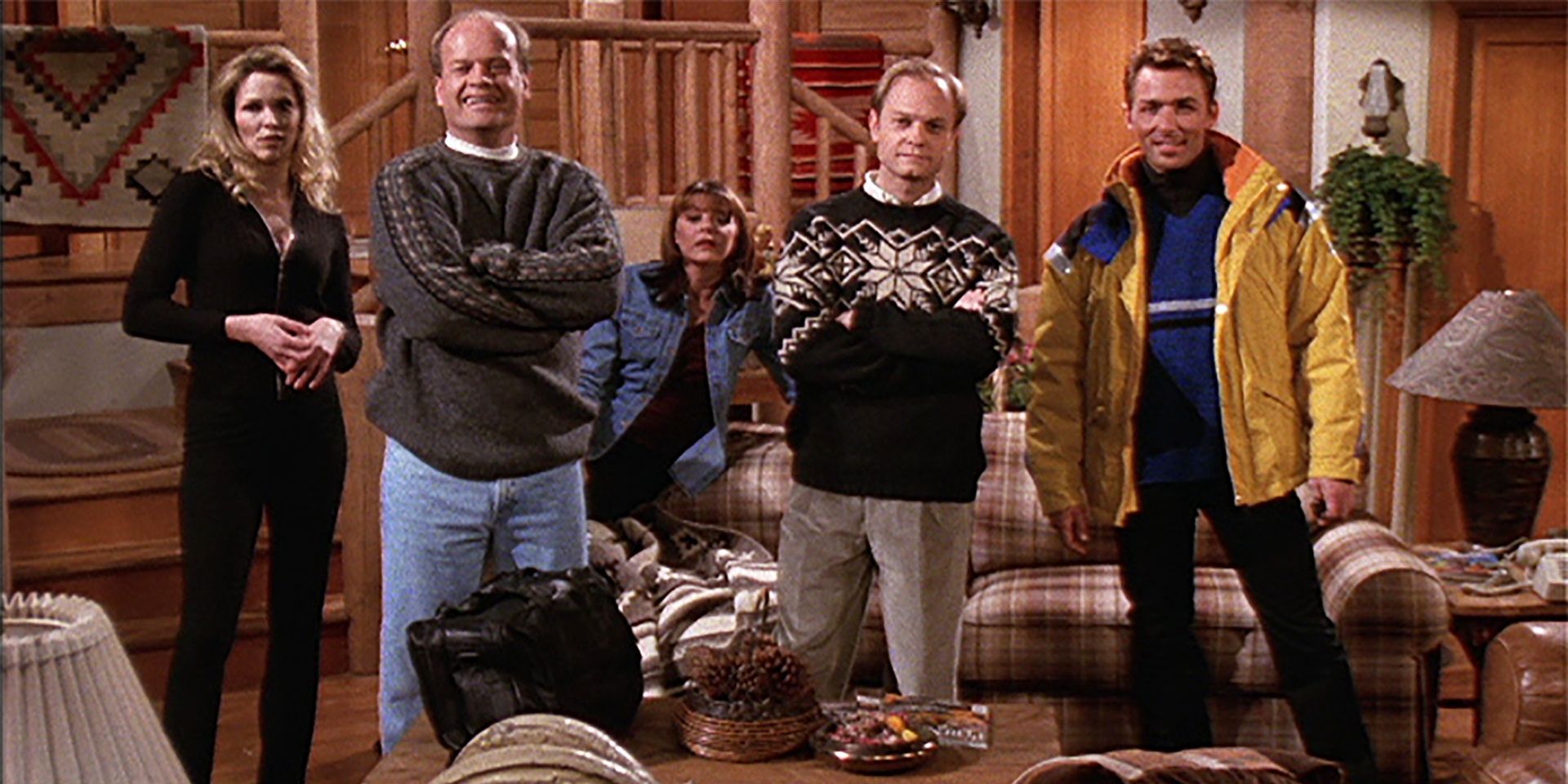 Annie, Frasier Crane, Daphne Moon, Niles Crane and Guy in "The Ski Lodge" on Frasier