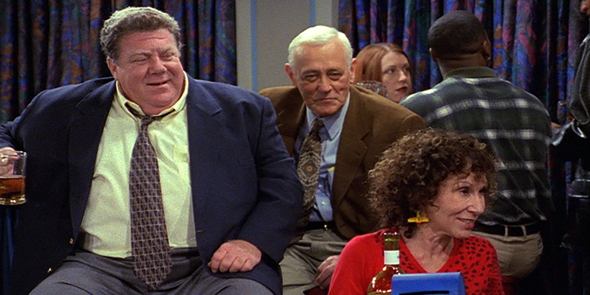 Norm Peterson, Martin Crane and Carla Tortelli in "Cheerful Goodbyes" on Frasier