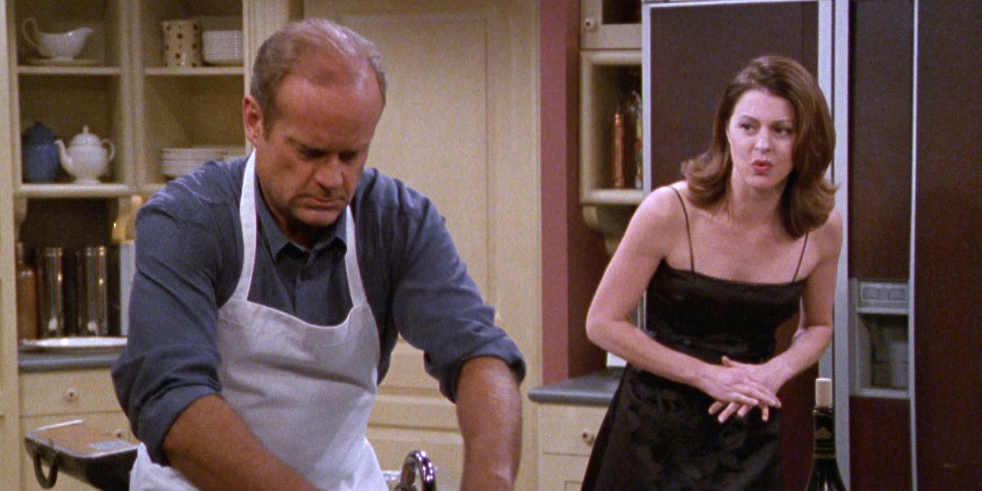 Frasier Crane cooks for Daphne Crane in "Daphne Does Dinner" on Frasier