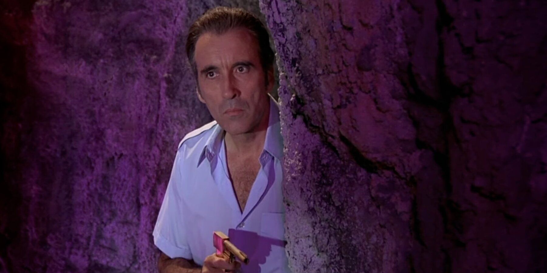Christopher Lee as the titular Man with the Golden Gun